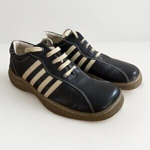 Steve Madden Sneaker Shooter Men's Sz 8 Black Leather Lace-Up Casual Excellent